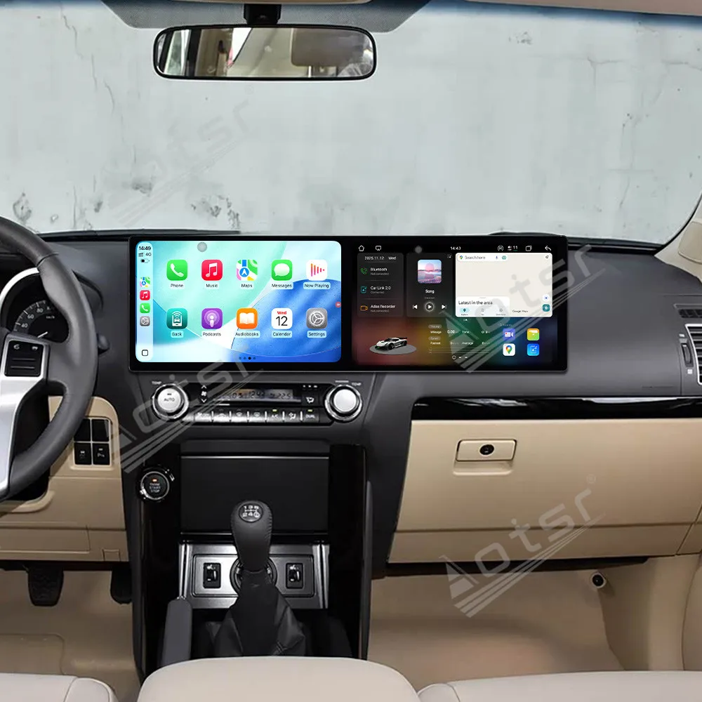 Dual screen 10.1 inch Android 15 Carplay Multimedia Player HD Touch screen Car Radio For Toyota Prado 2010-2020 Car GPS Navigati