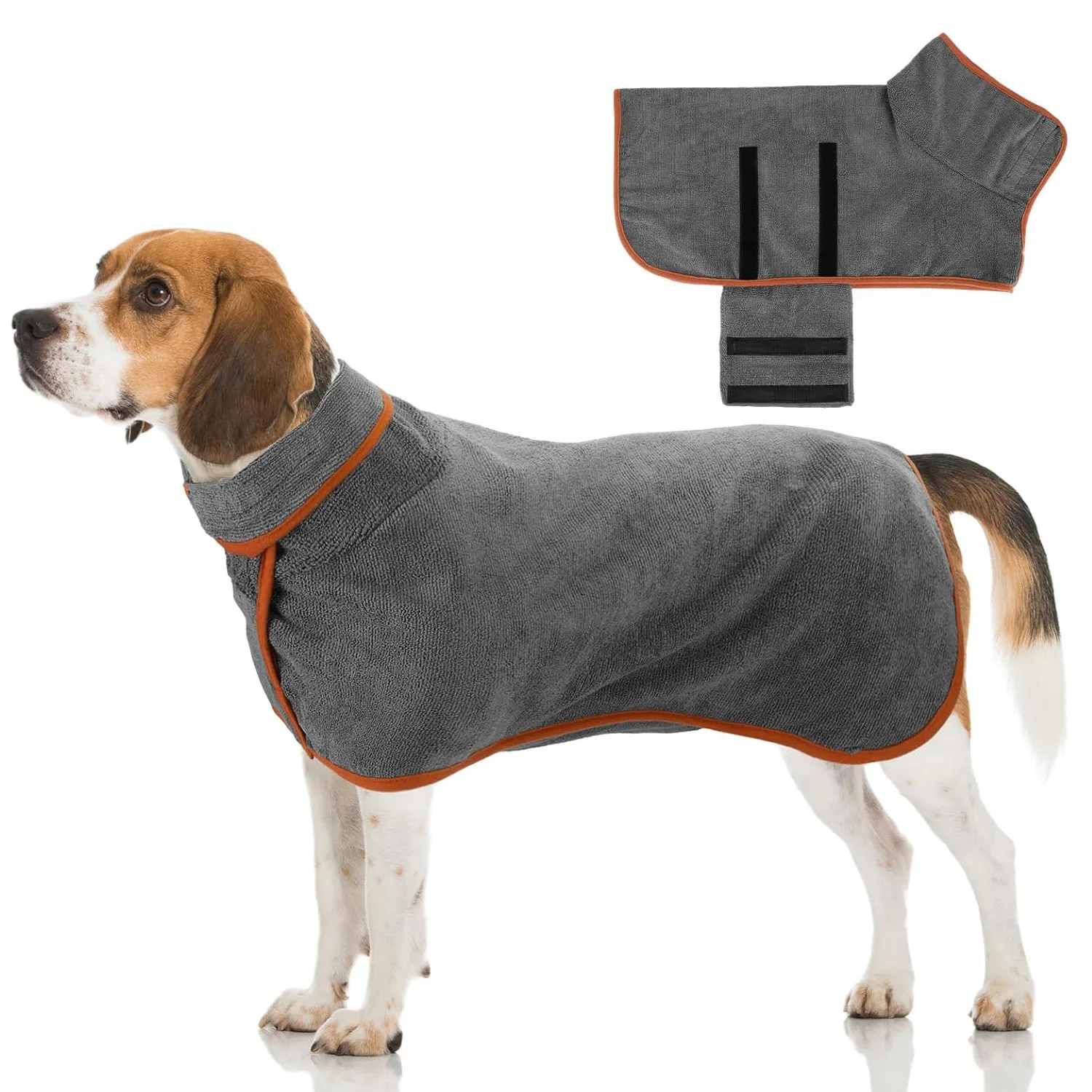 Hunde-Bademantel, Badetuch, extra saugfähig, schnell trocknend, Hunde-Bademantel, Hundehandtuch mit verstellbaren Trägern für große, mittelgroße und kleine Hunde