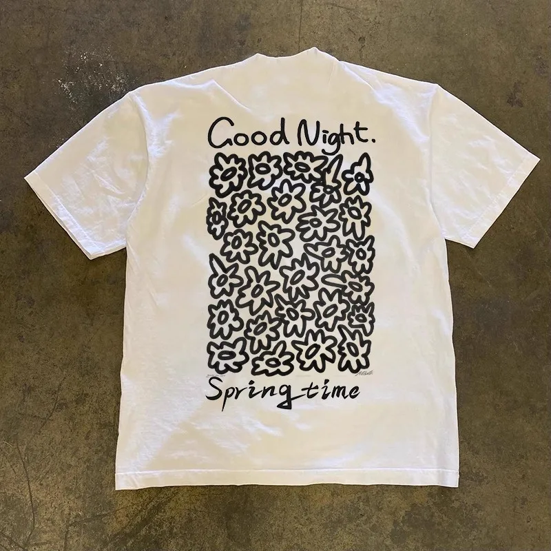 

Man Yue Mei Brand Cotton ort Sve T-irt ex Loose Fit American Sle Letter Print Casual Summer Top for Men And Women