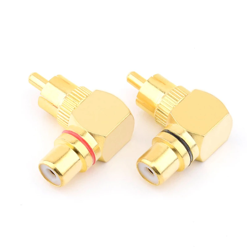 Audiophile RCA Male To Female Plug Copper 90 Degree Angle Audio Adapter