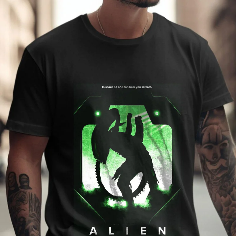 

ALIEN no one can hear you scream Retro Sic-fi Gift T-Shirt Xenomorph Graphic Clothes All size Tops 100% cotton print Unisex Tee
