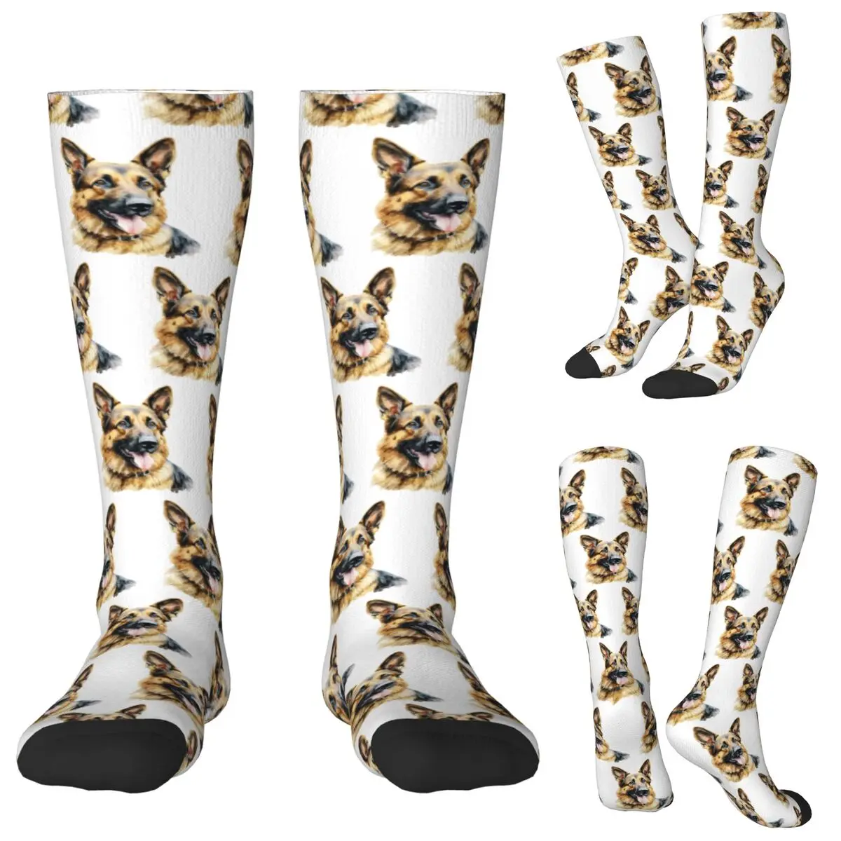 Watercolor German Shepherd Socks Harajuku Stockings All Season Long Socks Accessories for Man Woman Christmas Gifts