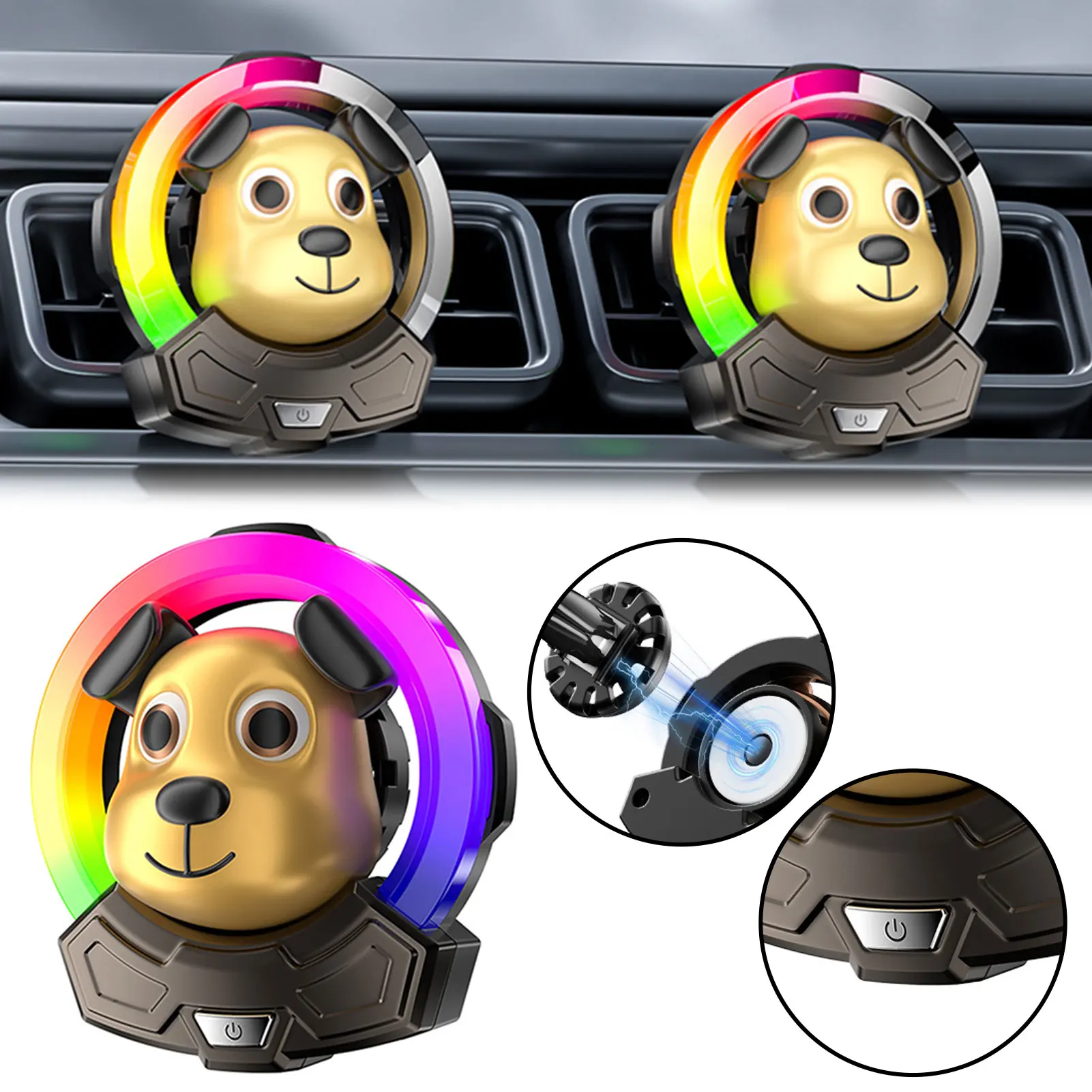 الصوت المنشط للسيارة Ambient Light Auto Auto Armatherapys ناشر الضوء اللطيف الكارتون الكلب التصميم المصنوع صوتًا صوتيًا