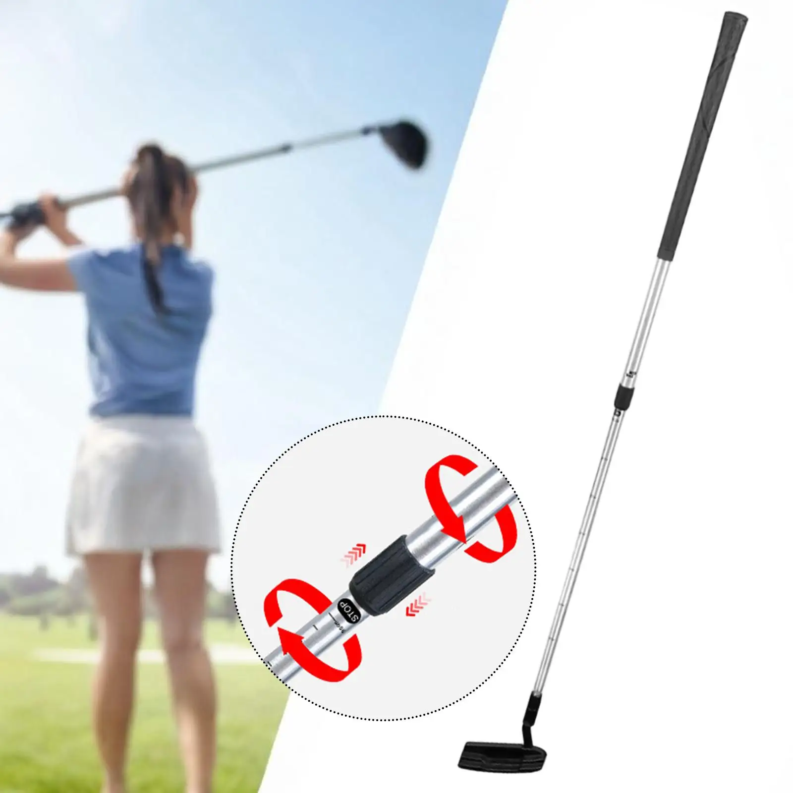 Telescopic Golf Putter Club Kids Adults Aluminum Alloy Sturdy Retractable Practice Rod for Family Golf Game Indoor Outdoor view 3