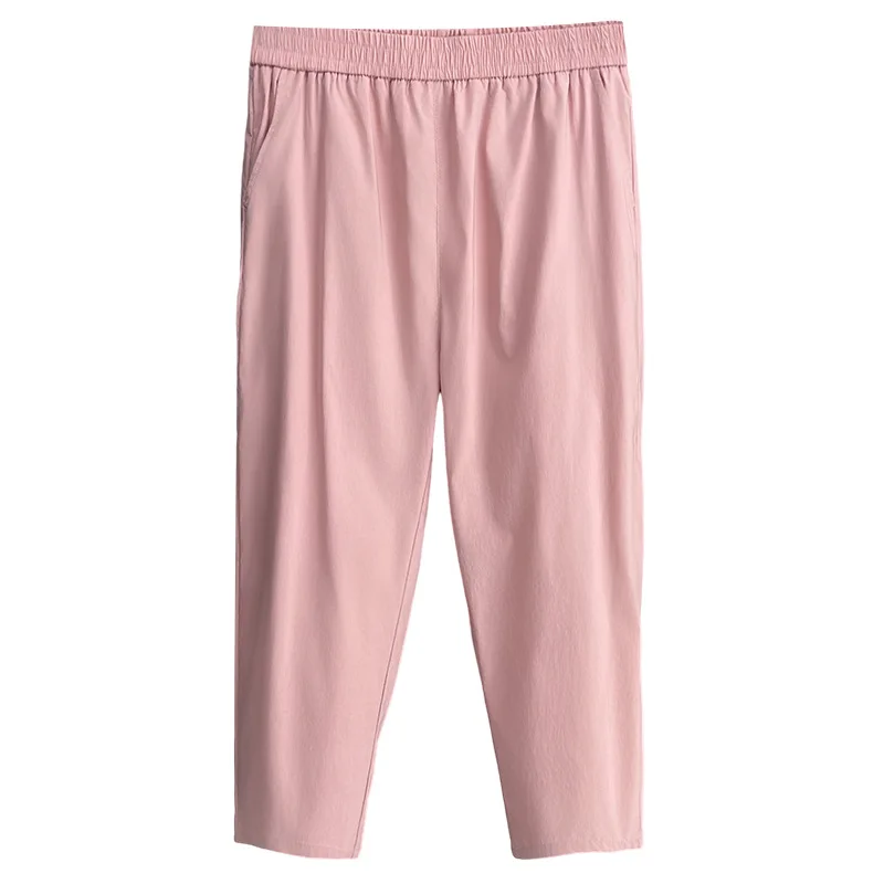 

110KG Summer New Casual Thin Harem Pants Plus Size Women's Wear Elastic Waist Stretch Ankle Style Bottoms