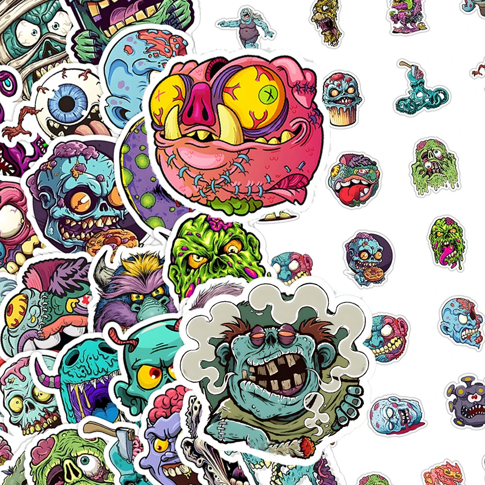 

10/30/50pcs Horror Monster Graffiti Stickers Funny Cartoon Zombie Decals Skateboard Helmet Phone Bike PVC Sticker Decoration Toy