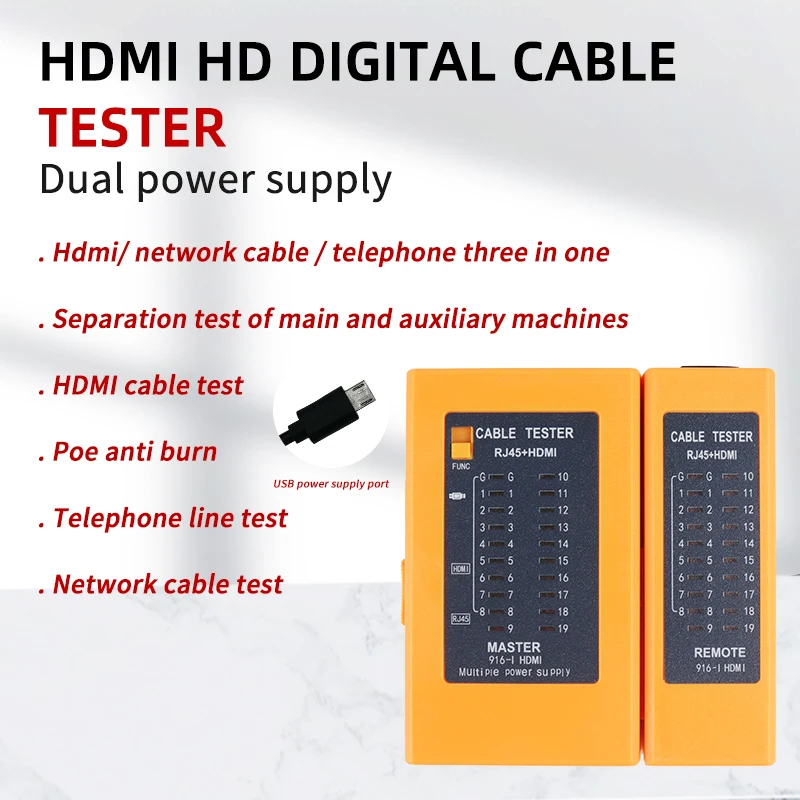 Nengshihengli Tester kabli sieciowych RJ45 HDMI Cat5 Cat6 Tester kabla LAN zestaw do detektor linii telefonicznej