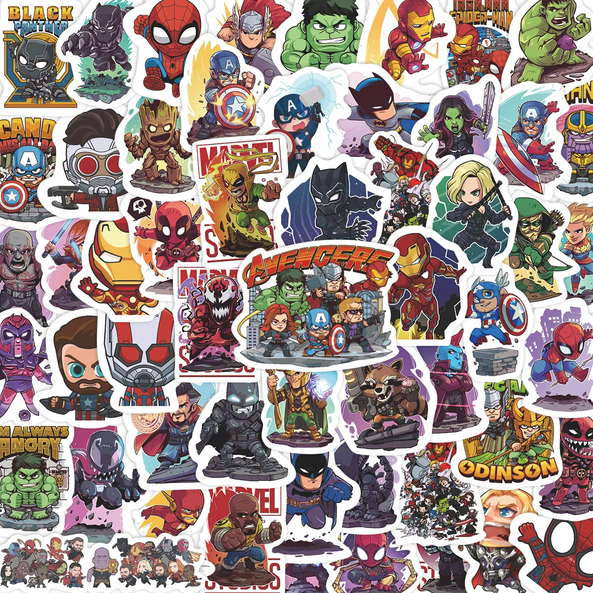 66 pçs versão q vingadores super-heróis adesivos filme de terror adesivo scrapbook diy portátil guitarra carro bicicleta skate graffiti brinquedo