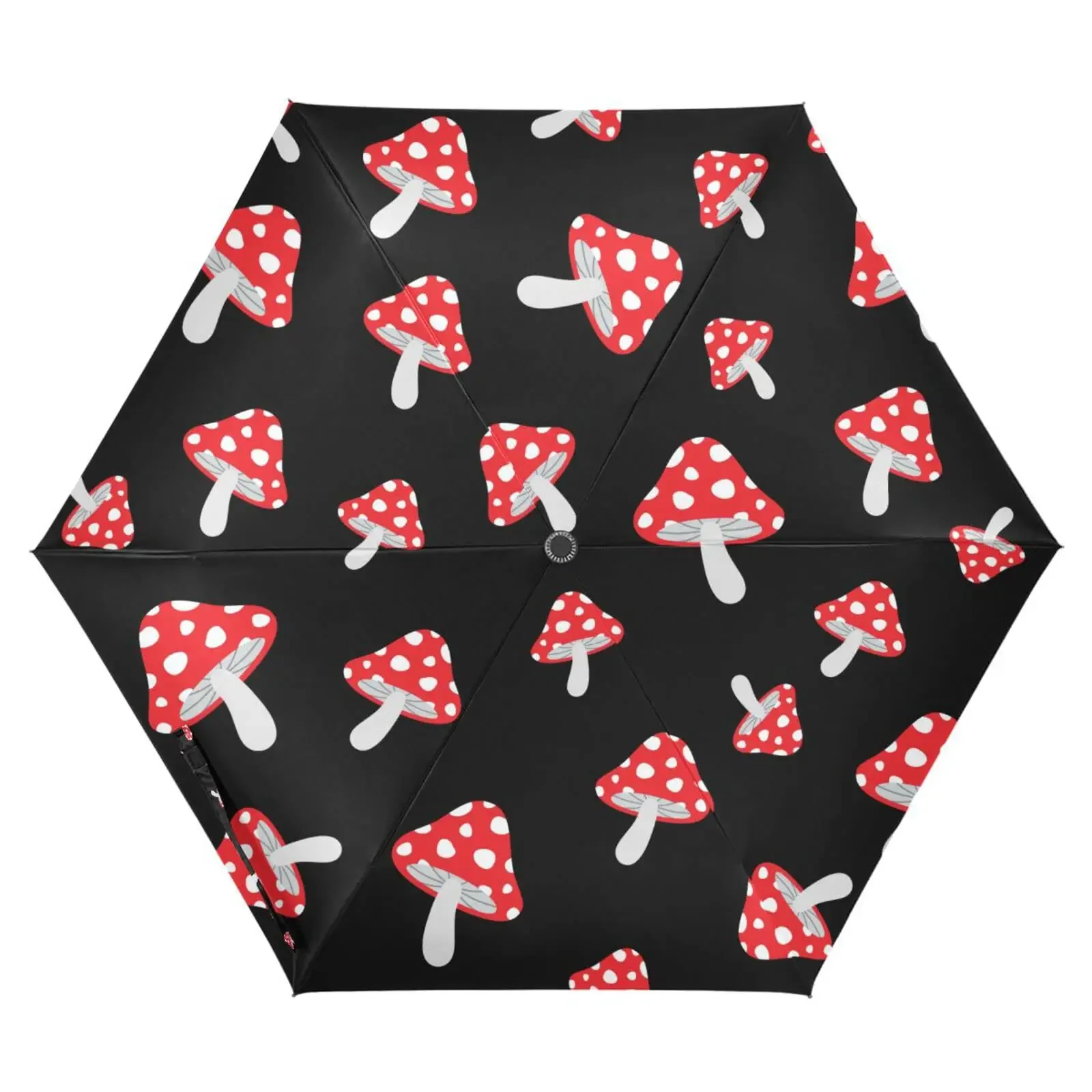 Mushroom Print Folding Umbrella Travel Umbrella Tri-fold Sun Umbrella Sunscreen Anti-ultraviolet Umbrellas For Women Beach Trip