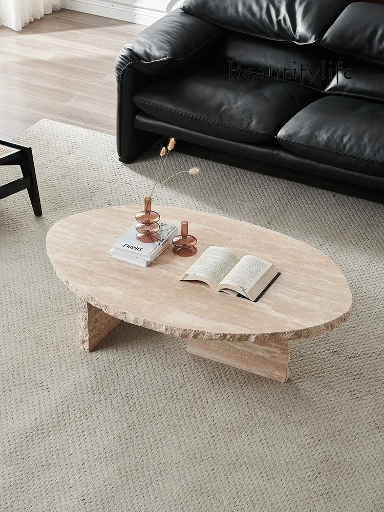 

Qiji Style Natural Cave Stone Coffee Table French Retro Irregular Designer Creative Living Room Tea Table