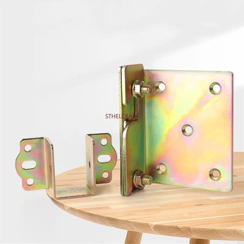 4 Pcs Heavy Duty Bed Hinge Bracket Thickened Steel Frame Support Slat Holders Wooden Bed Stable Load Bearing Furniture Hardware