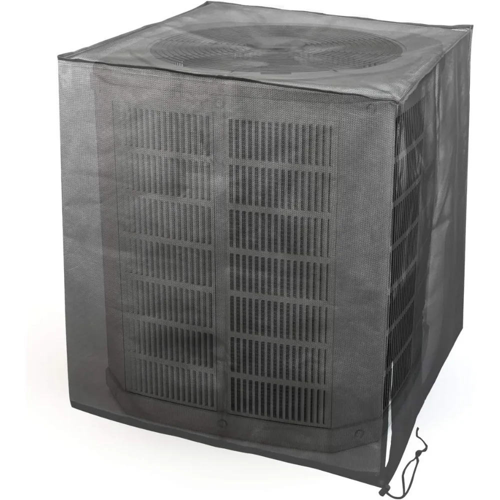 

All-Season Mesh Air Conditioner Cover for Outdoor Central AC Units, Ventilated Leaf Guard in Black, Two Sizes Available