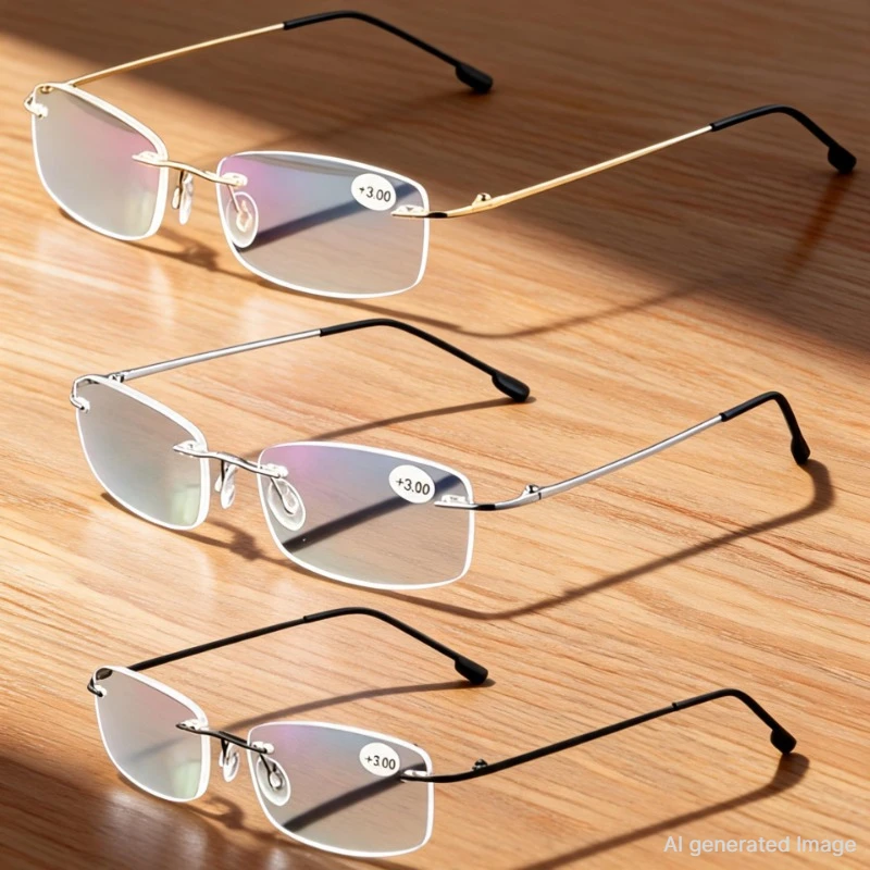 Lunettes de lecture ultralégères en titane à mémoire de forme, sans monture, bloquant la lumière bleue, sans ordonnance, pour hommes et femmes, multi-dioptries, pour usage quotidien, 2028