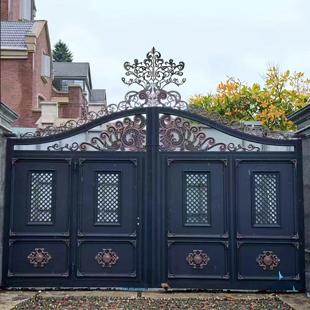 Customization Design Modern Aluminum Gates Automatic Wrought Aluminum Driveway and House Gates with Security Features for Hotels
