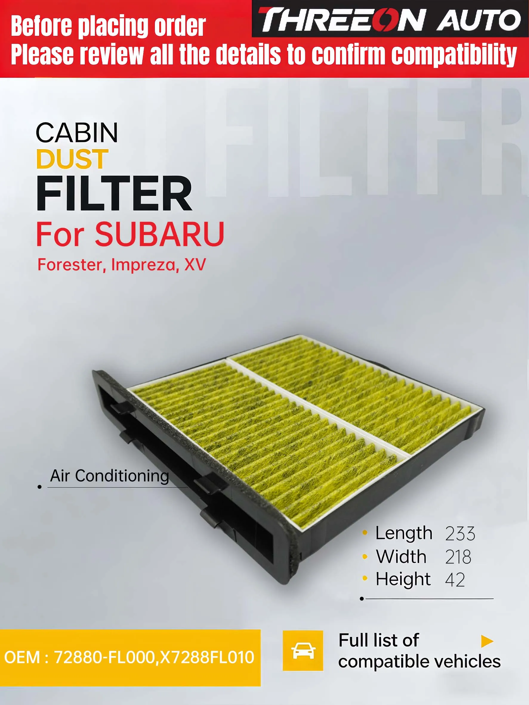 WESTGUARD MK9810 For SUBARU Forester Impreza XV 1.6 2.0 2.5 19-21 72880FL000 Activated Carbon Air Cabin Filter CUK23041