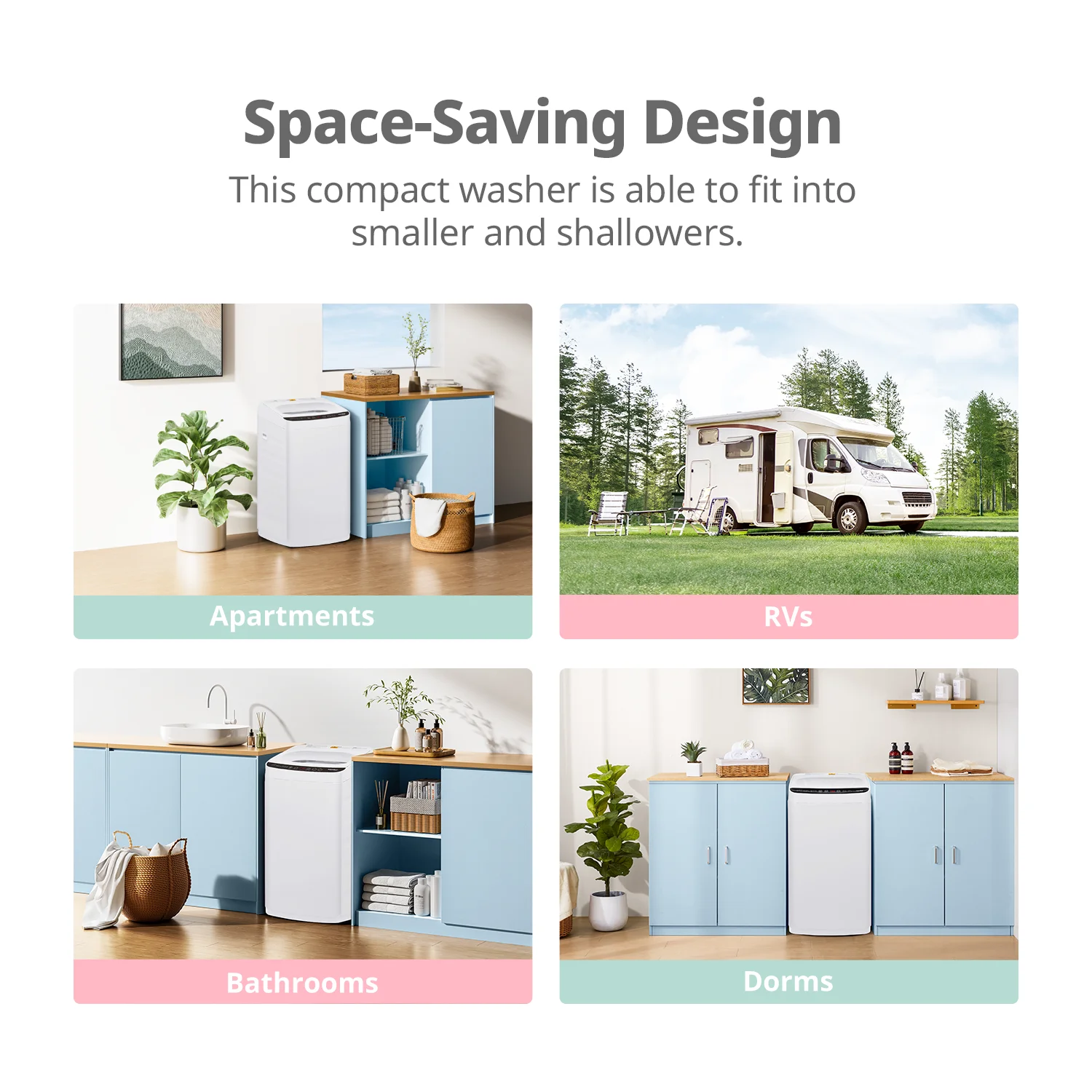 غسالة محمولة كومفي 0.9 قدم مكعب، 5 دورات غسيل، شاشة LED، غسالة أوتوماتيكية كاملة مع عجلات #5