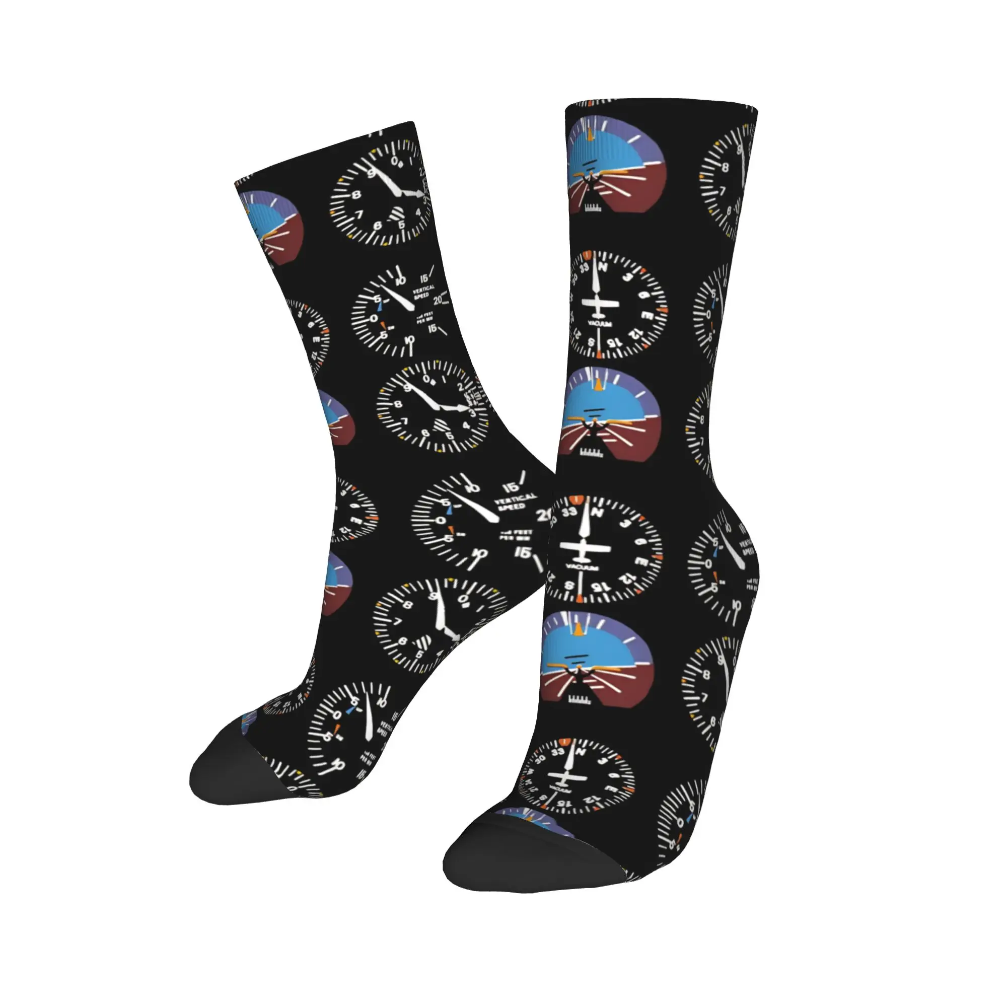 Fashion Men's Socks Hip Hop Light Aircraft Dashboard Sock Polyester  Skateboard Women's Socks Spring Summer Autumn Winter
