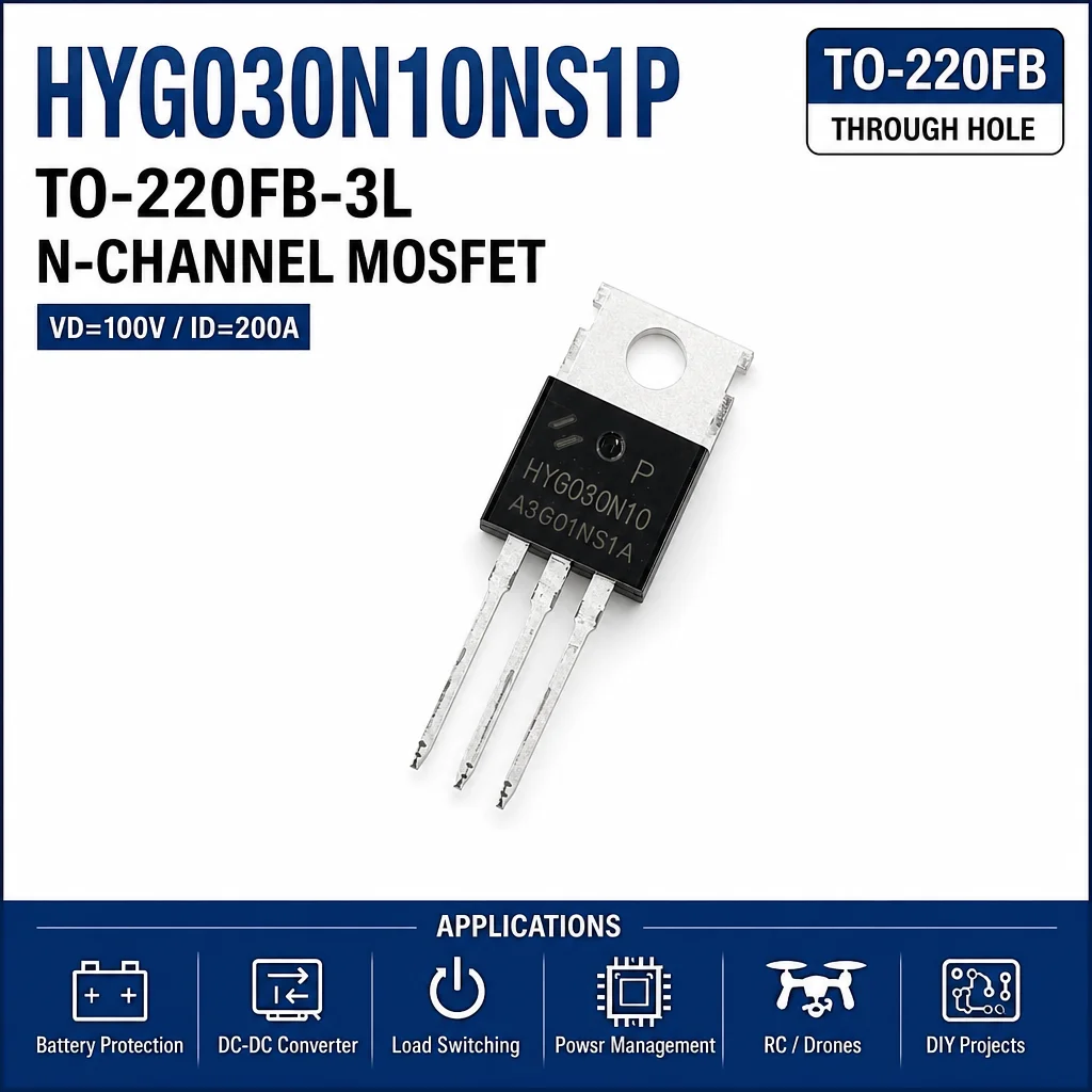 (10 pcs) HYG030N10NS1P TO-220FB-3L HYG030N10 G030N10 - N-Channel MOSFET 100V 200A 3mΩ