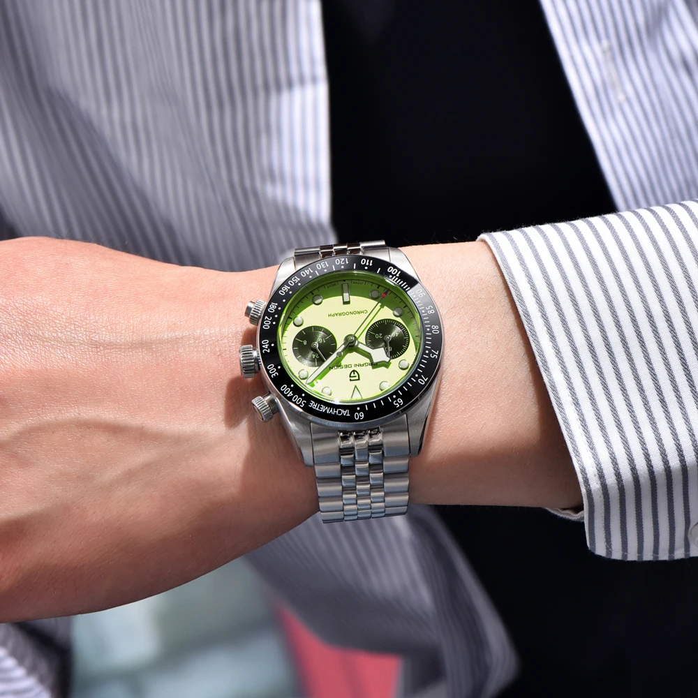2026 New PAGANI DESIGN Panda Mens Watches Fluorescent Green Quartz Watch Men Speed Sports Chronograph Man AR Sapphire Waterproof