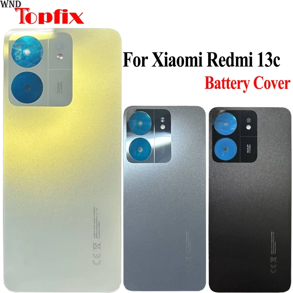 

6,74 "Стеклянная дверца батарейного отсека для Xiaomi Redmi 13C, стеклянная крышка батарейного отсека, запасные части для Redmi 13C, задняя крышка 23100RN82L, задняя крышка