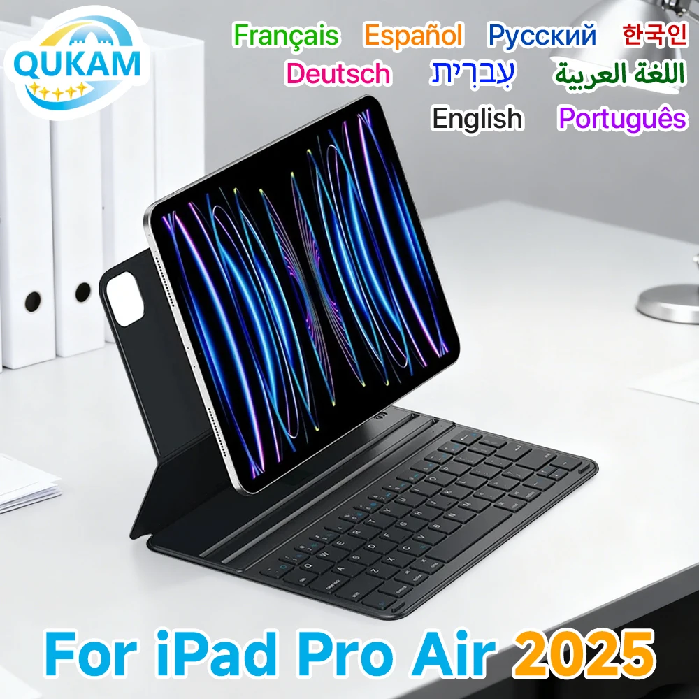 

QUKAM Black Magic Bluetooth Wireless Keyboard For iPad A16 Case 10th Gen Air 4 5 Pro 11in 2018-2022 Smart Keyboard Tablet Stand