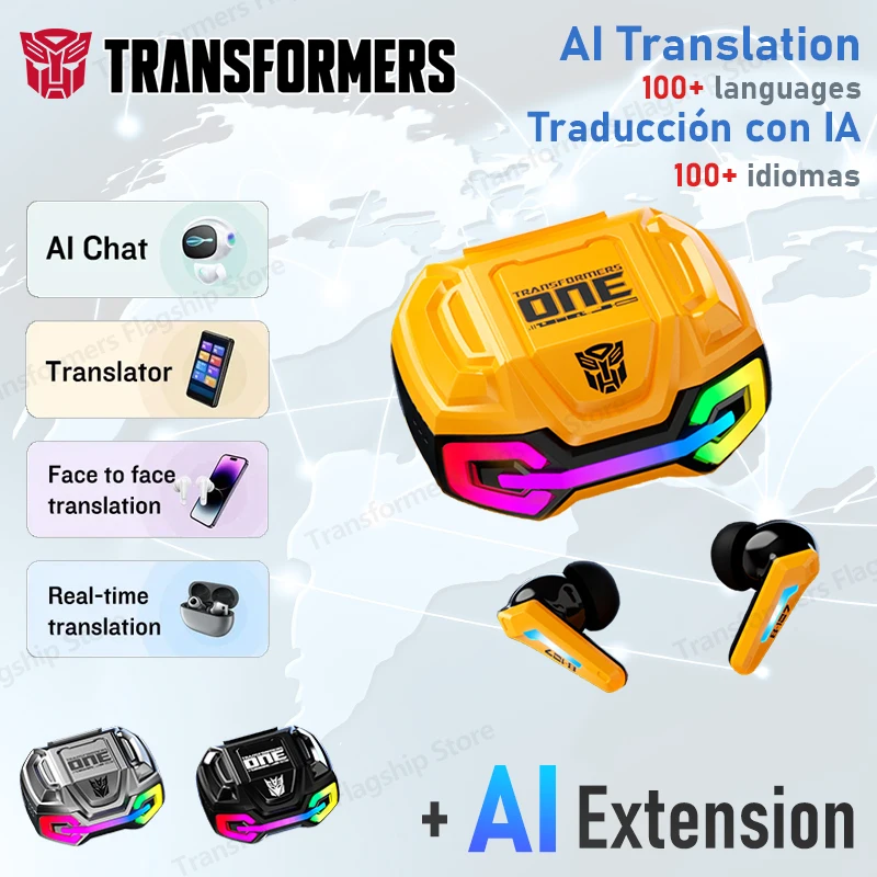 AI TRANSFORMERS TF-T22 Wireless Bluetooth Earphones HD Call Real-Time Translation Office Travel Business Free Translator Earbuds