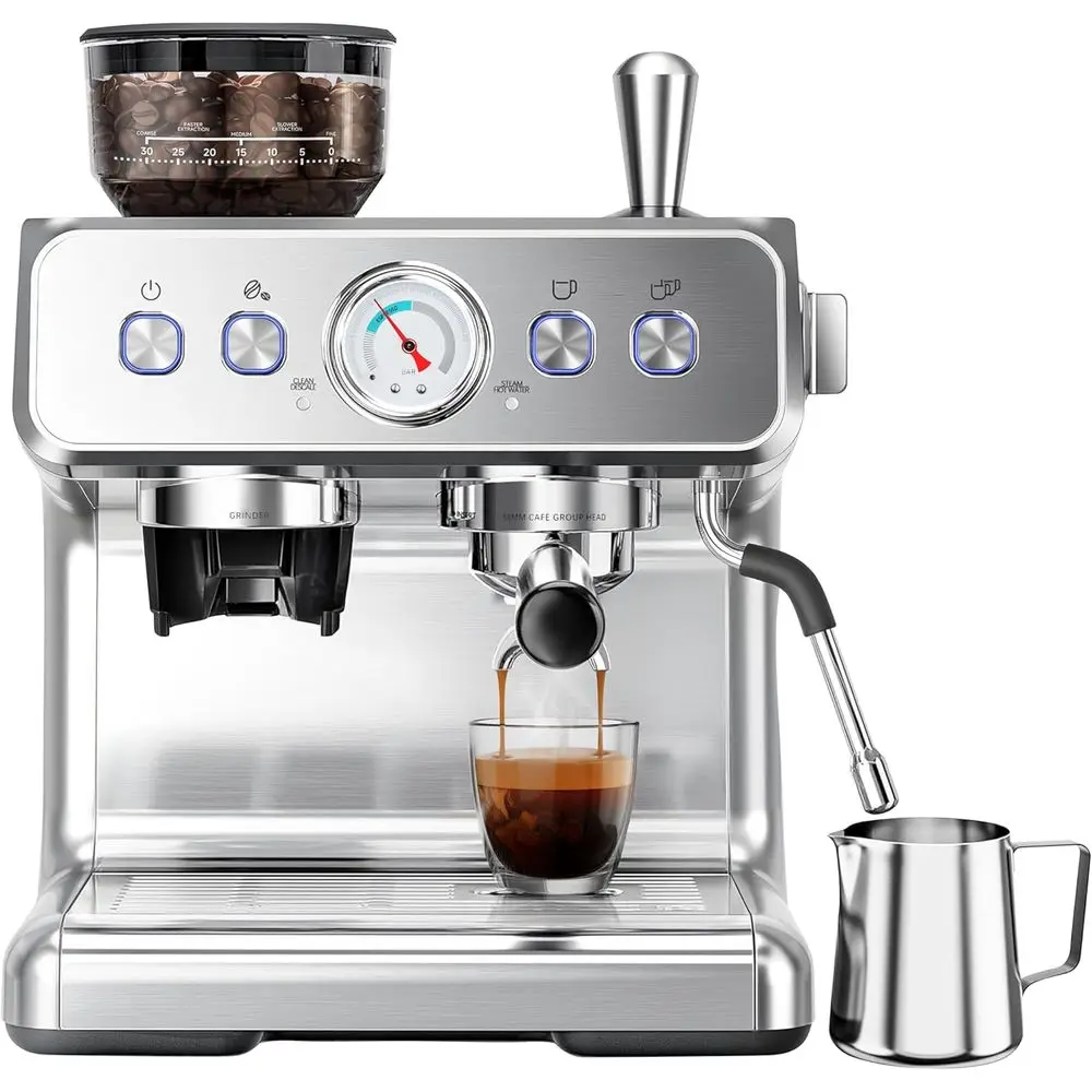 

hine with Grinder, 20 Bar Automatic Maker with Milk rother Steam Wand, Removable Water Tank, Latte & puccino hine or Home Barist