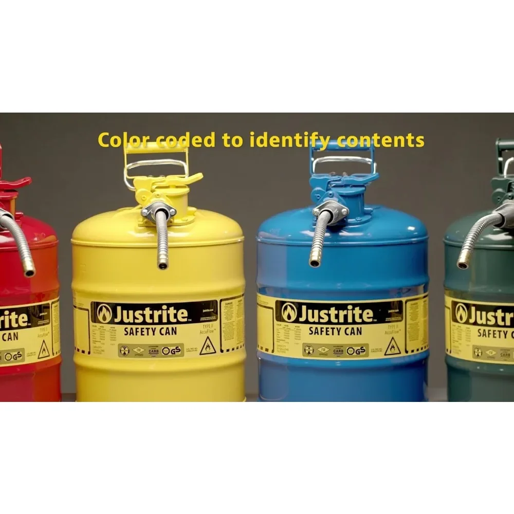 5 Gallon Type II Red Safety Gas Can for Gasoline with Flame Arrester, Self-Closing Lid, and 5/8