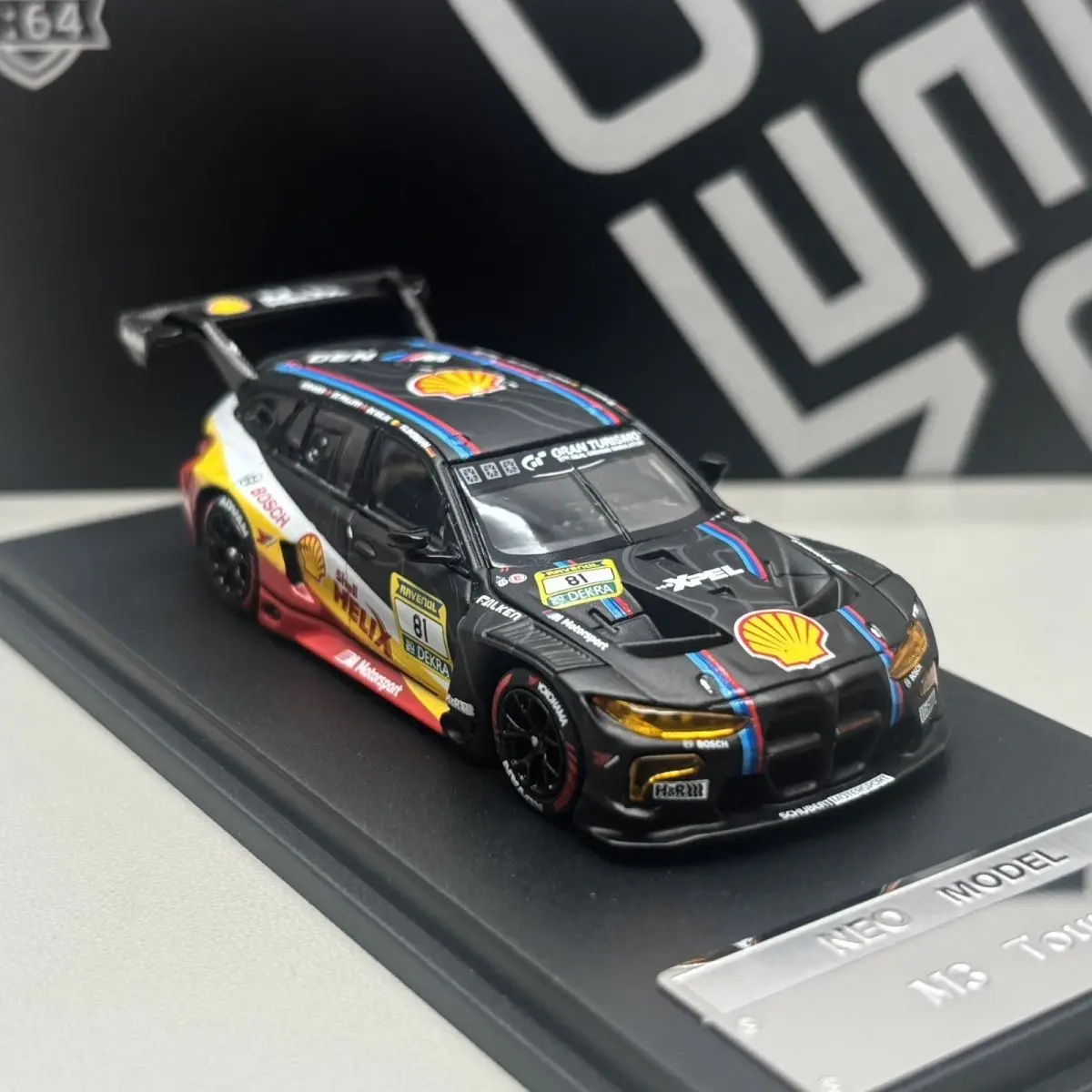Image of NEO 1:64 M3 Touring GT3 Legierungsauto, Druckguss- und Fahrzeugmodelle, Miniaturmodellauto für Sammler, Geschenk