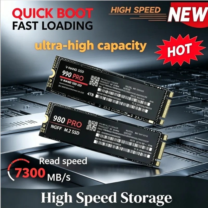 【Brand+】Nouveau 980Pro 990Pro pour ordinateur portable, ordinateur de bureau, SSD interne, lecteur à semi-conducteurs M.2 NGFF PCIe 4.0, haute vitesse jusqu'à 7400 Mo/s