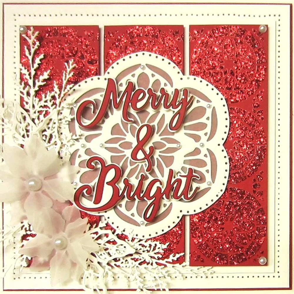 Christmas Winter Birthday Metal Cutting Dies,Lace Frame Word Border Die Cuts Template for Handmade Greeting Card Making Supplies