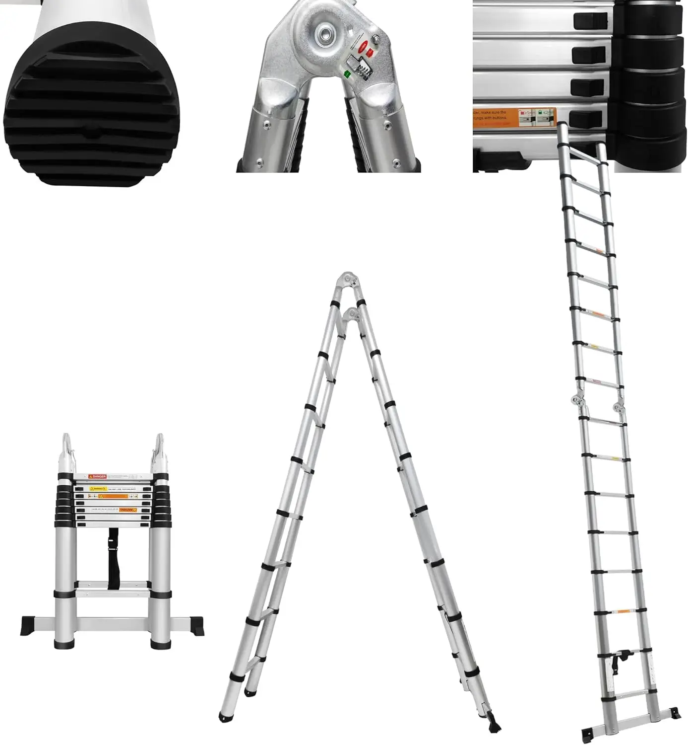 

A-Frame Telescoping Ladder 16.5 Feet Aluminium Folding Extension Ladder, 5m Collapsible Ladder 330 LBS Capacity