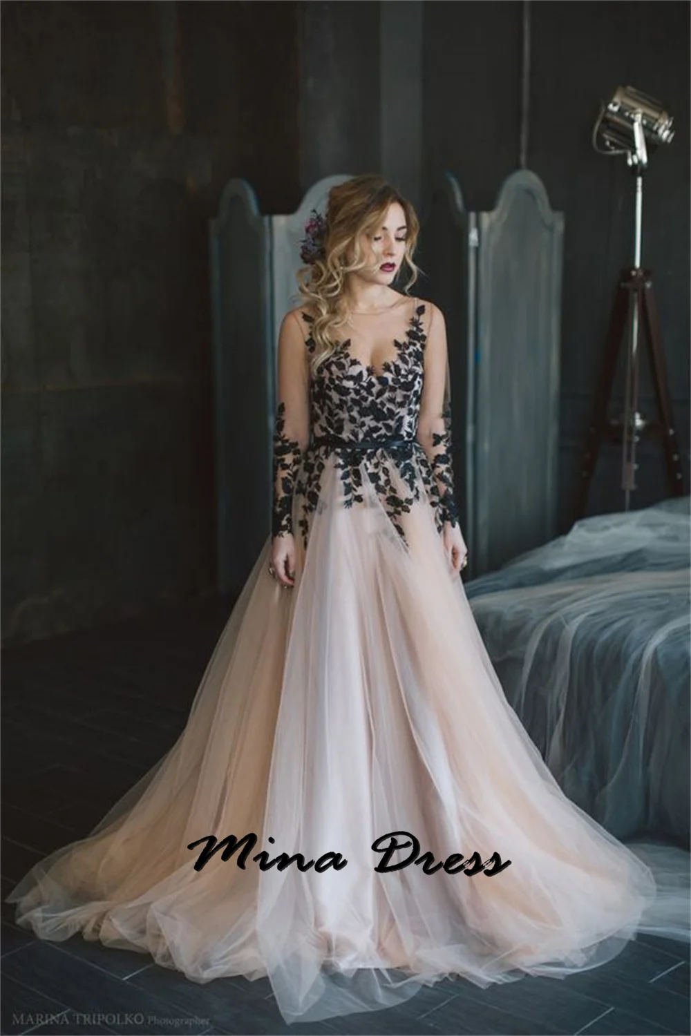 Mina Customized Lace Evening Gown Women\'s Wedding Party Dress Cut Champagne Dresses Gala Dresses Woman 2024 for Party Ball Gowns