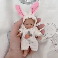 Mire & Mire-muñecas de bebé Reborn para niñas, ropa de conejito, cuerpo completo de silicona, Mini muñeca realista Surprice, antiestrés, 4,5