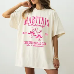 Coqette martini独身Tシャツ、ジャズパーティー用のカスタムとアマチュアのパーソナライズ、豪華なカクテル、花嫁、社交クラブ