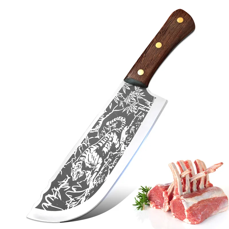 Coltello da macellaio affettare verdura pesce frutta coltello grande mano Forge lama Chef mannaia coltello multiuso per carne manico in legno