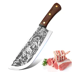 Coltello da macellaio affettare verdura pesce frutta coltello grande mano Forge lama Chef mannaia coltello multiuso per carne manico in legno coltelli da cucina