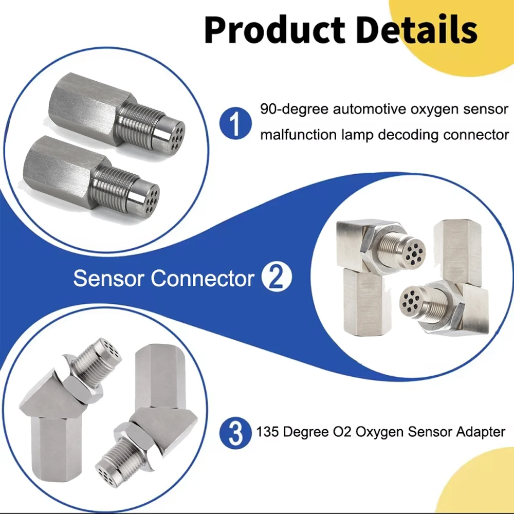 Universal 90/135 Degree Automotive O2 Sensor M18x1.5 Connector Stainless Steel Adapter with Mini Catalytic Converter