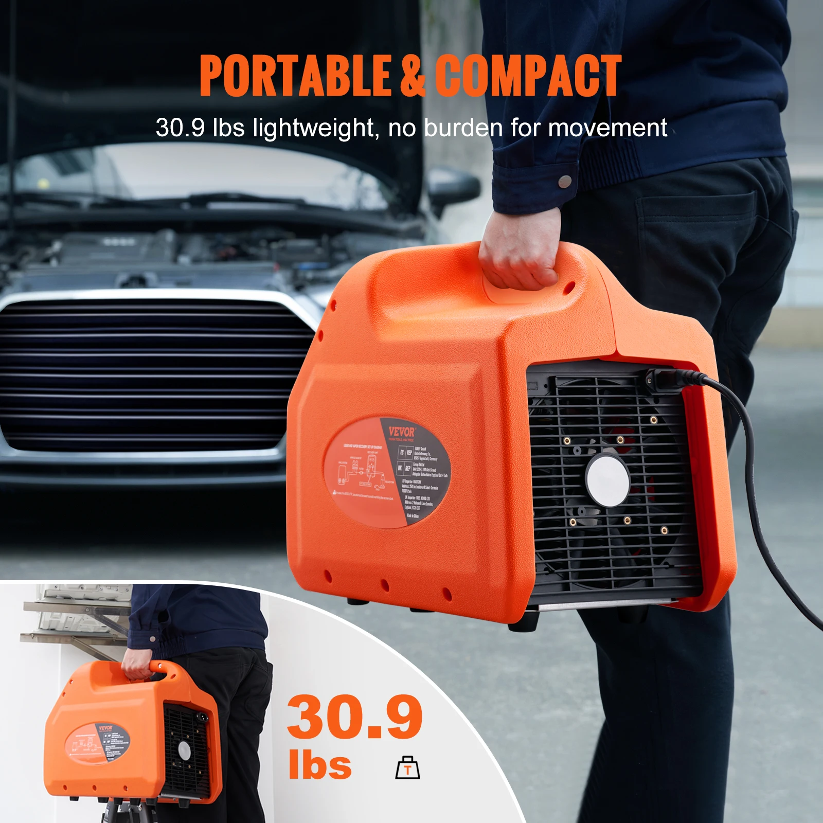 VEVOR Portable 1HP Refrigerant Recovery Machine - AC Recovery Machine120V Recovery Machine HVAC for Liquid Refrigerant