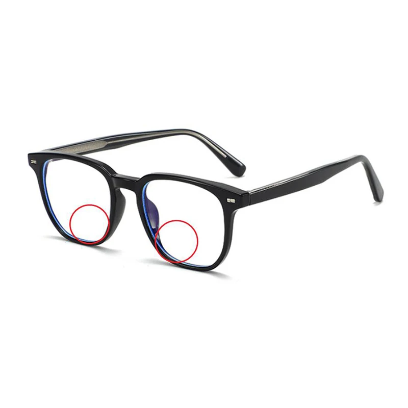 Fashion Retro Women Men Rivets TR90 Metal Core-Inserting Process Anti Blue Light Bifocals Reading Glasses Hyperopia Spectacles