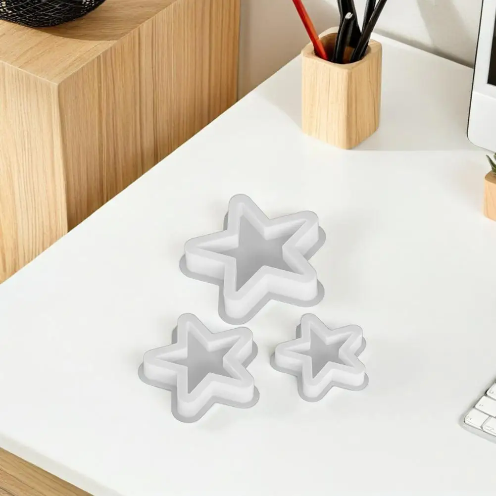 Stampi per cera in silicone da 3 pezzi Stampi per aromaterapia Stampi per cubetti di ghiaccio in resina Caramelle Decorazione a forma di stella a cinque punte Efficiente