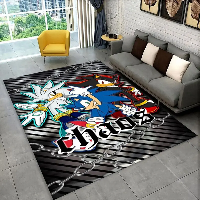 Classic S-Sonic Cartoon Game Carpet Rug for Playroom Bedroom Living Room Sofa Home Decor, Area Rug Non-slip Floor Mat Fest Gift
