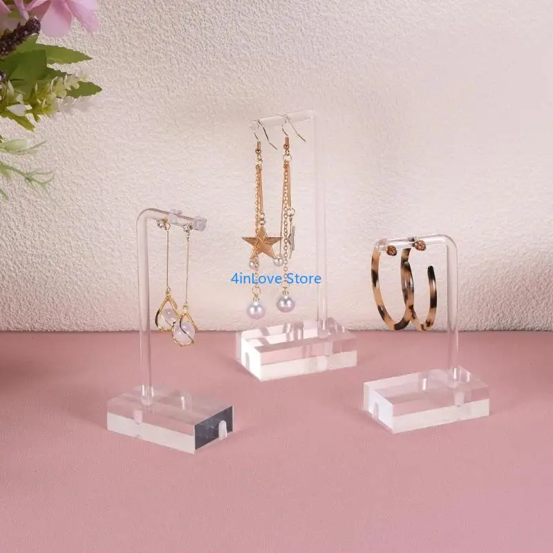 T4MD 3Pcs Portable Clear Acrylic Earring Display Stand Set 3 Sizes Jewelry Holder for Retail Photography and Home Storage