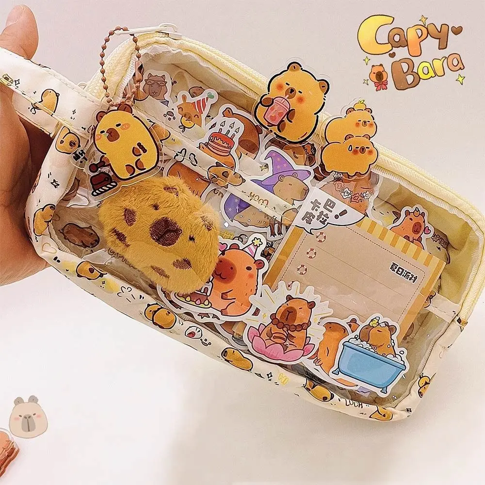 Creative Large Capacity Capybara Pen Bag Multifunctional Cartoon Stationery Bag Cute 5 Layers Pencil Case Student Gift