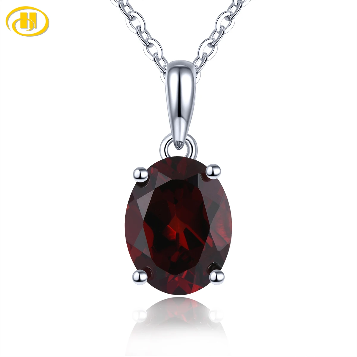 Natural Red Garnet Sterling Silver Pendants 2.1 Carats Genuine Garnet Gemstone S925 Fine Jewelry Classic Design Daily Style