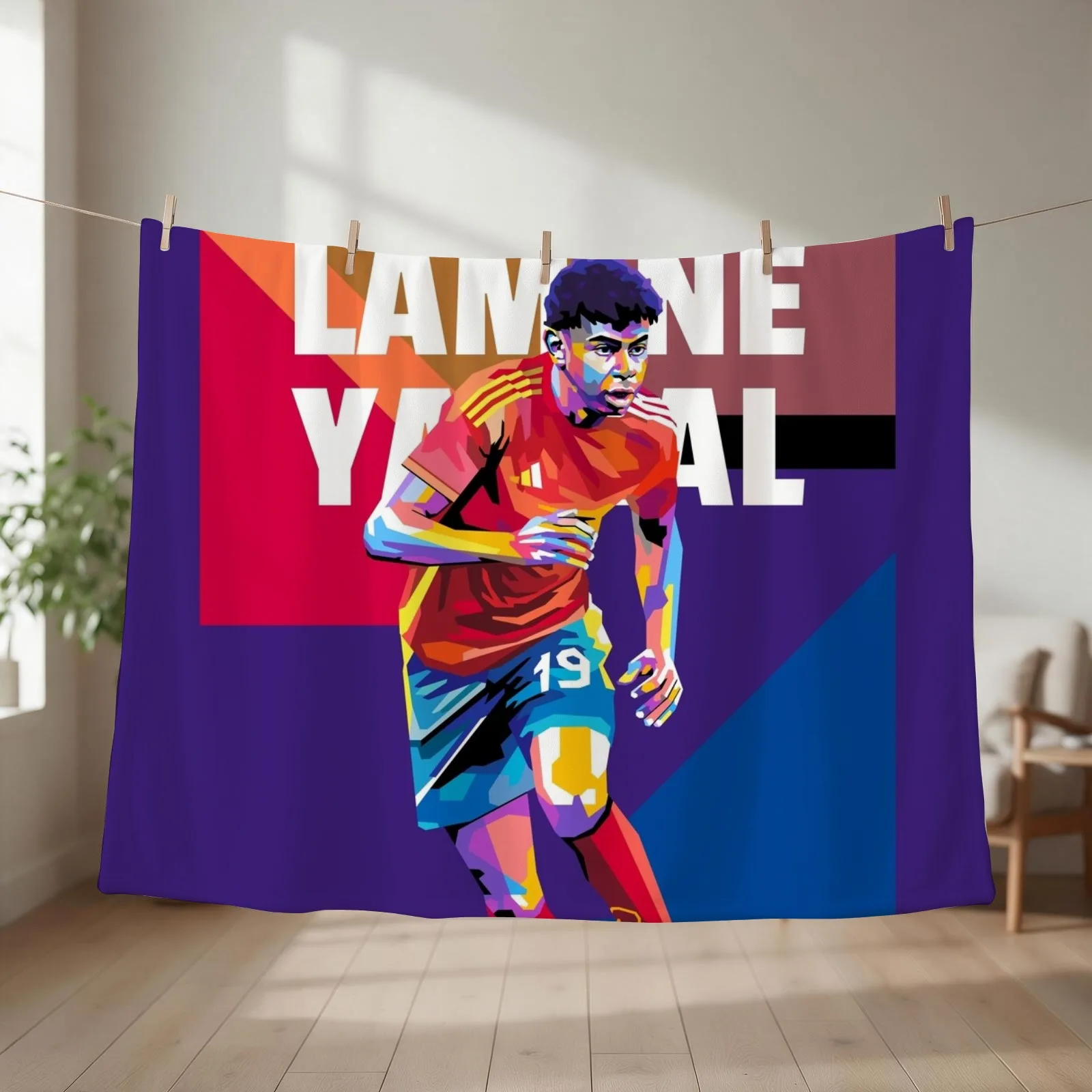 Lamine Yamal in WPAP Pop Art Throw Blanket couch cozy soft plush fuzzy picnic outdoor blanket