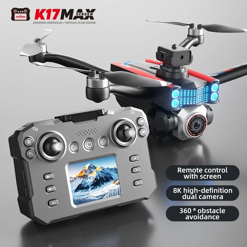 K17Max Mini Drone with Screen Remote Control profissional 4K HD Dual-Camera Obstacle Avoidance Brushless RC Quadcopter Dron Toy