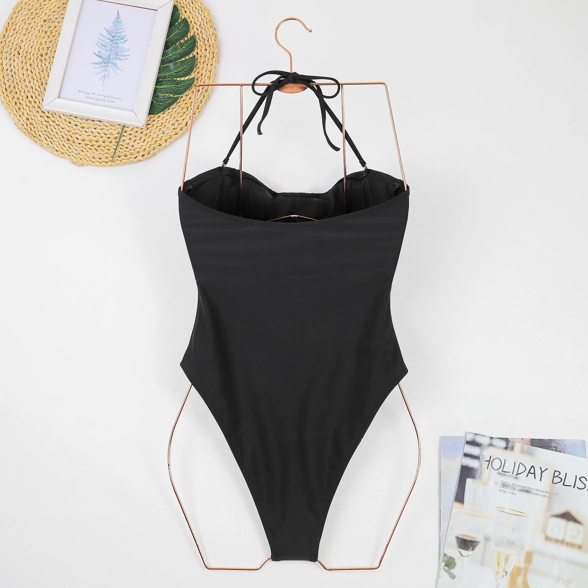2025 Strapless Pleated One-piece Swimsuit for Women Sexy Solid Color Triangle Swimwear Bandeau Bathing Suit Beachwear Monokini