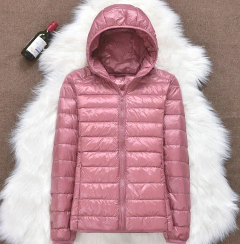 

Women 90% Ultra Light Down Jacket Winter White Duck Down Hooded Jacket Long Sleeve Warm Coat Parka Female Solid Portable Outwear