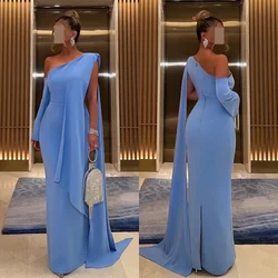 Customized Sizes Available Simple Jersey Pleat Ruched Straight One-shoulder Long Dresses Celebrity Dresses Elegant Exquisite Cla